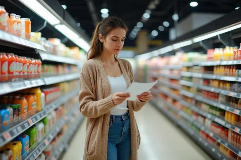 Femme faisant ses courses dans un supermarche moderne